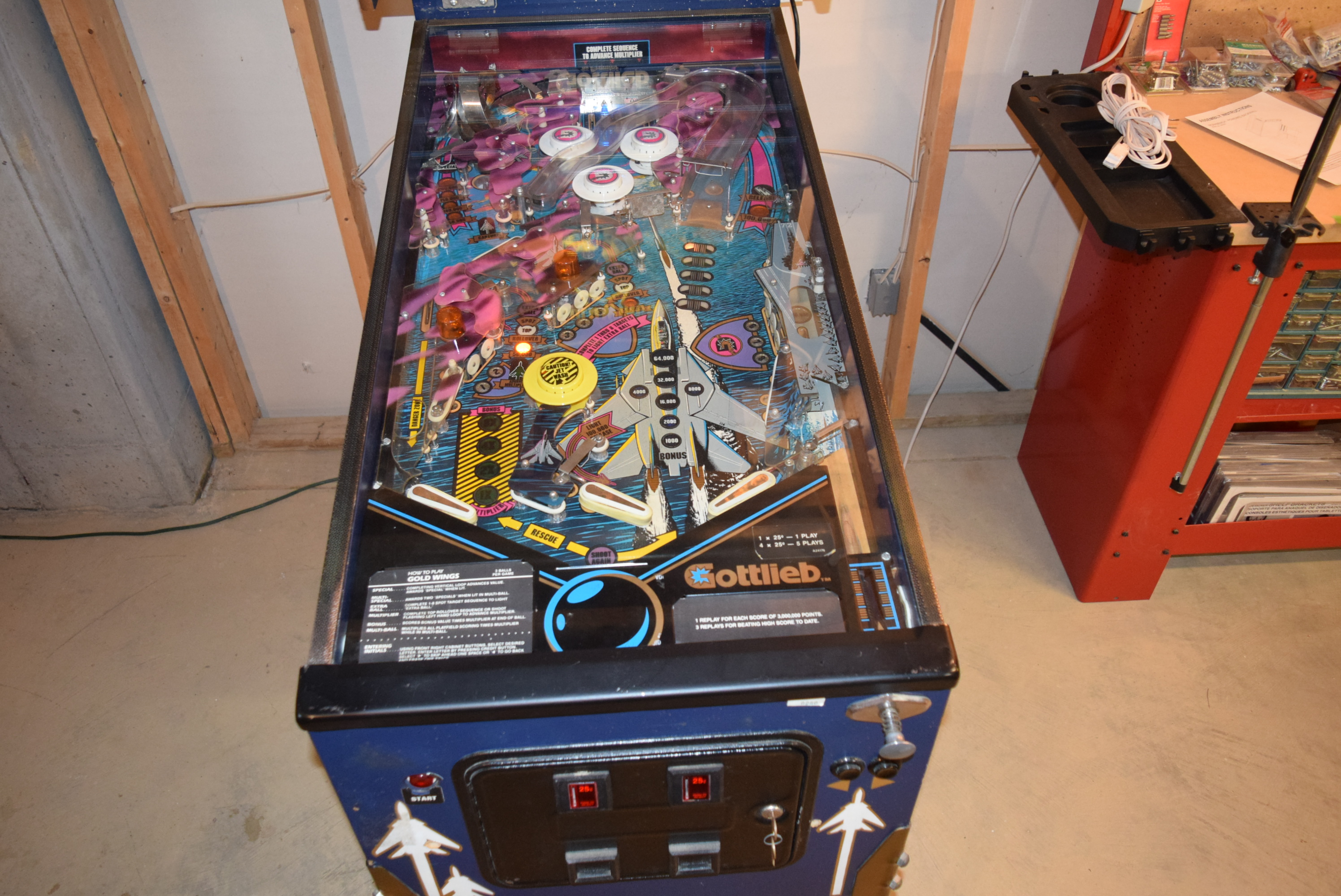 Vintage Gottlieb "Gold Wings" Pinball Machine