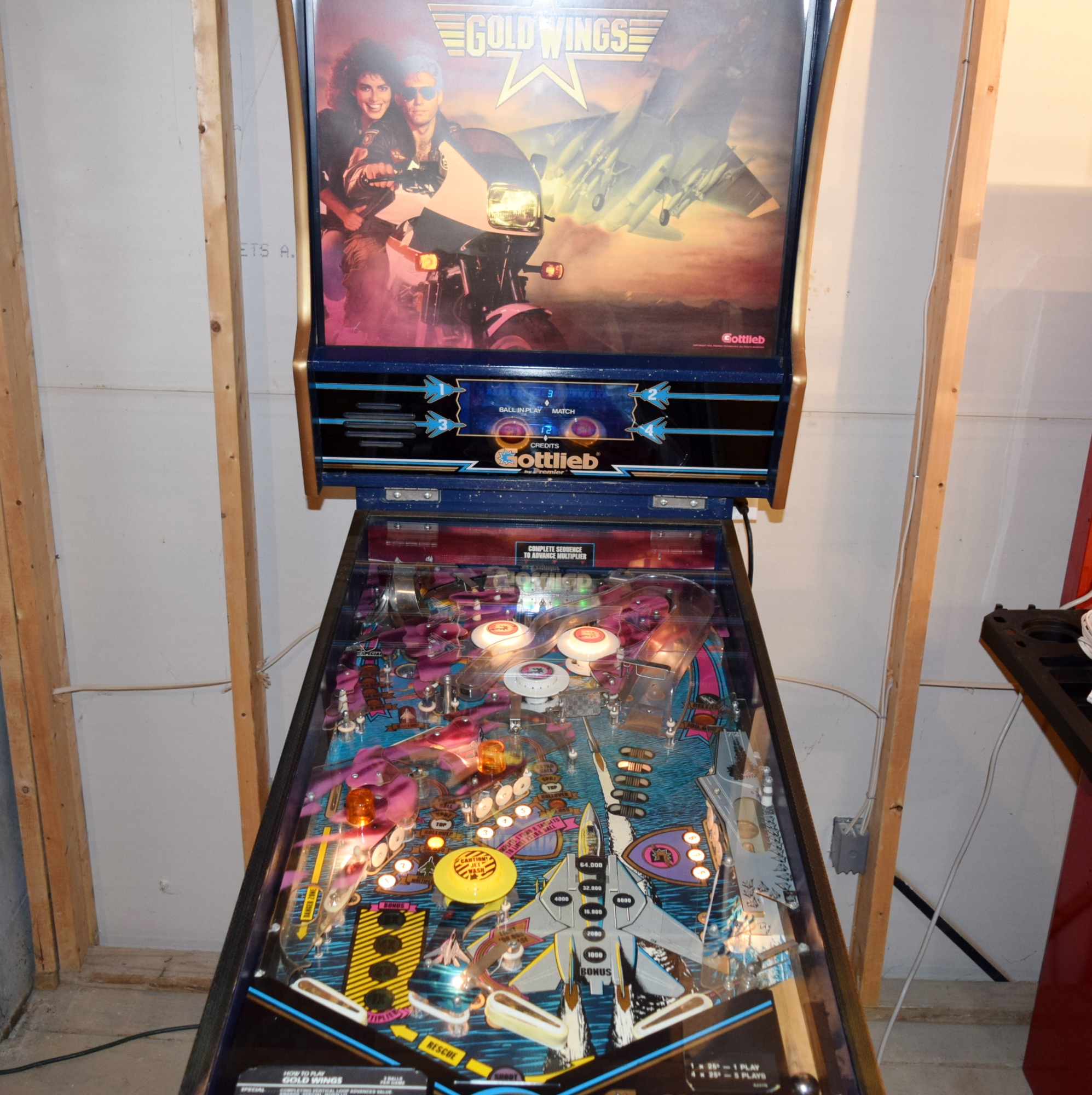 Vintage Gottlieb "Gold Wings" Pinball Machine