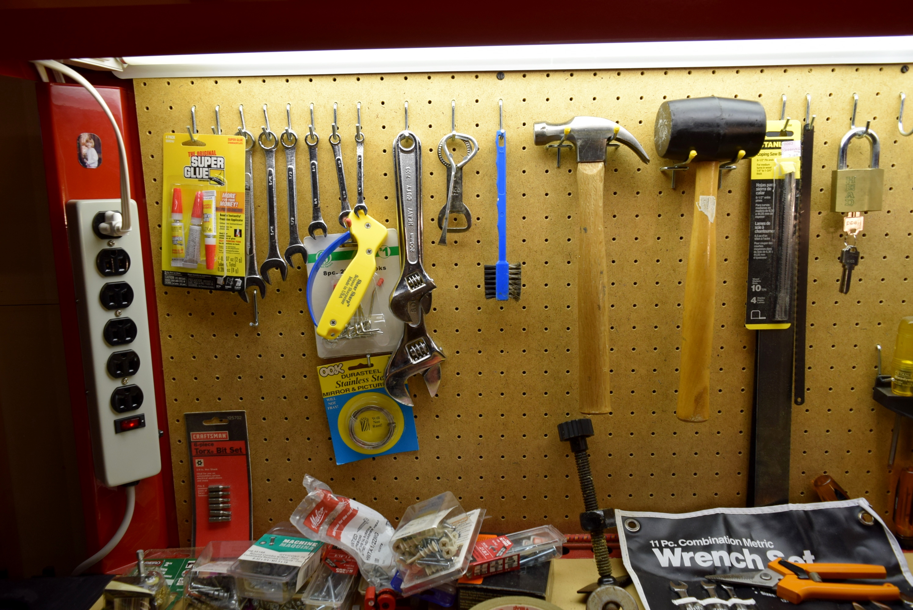 Waterloo Workbench with Powered Back Wall with a Generous Tool Assortment