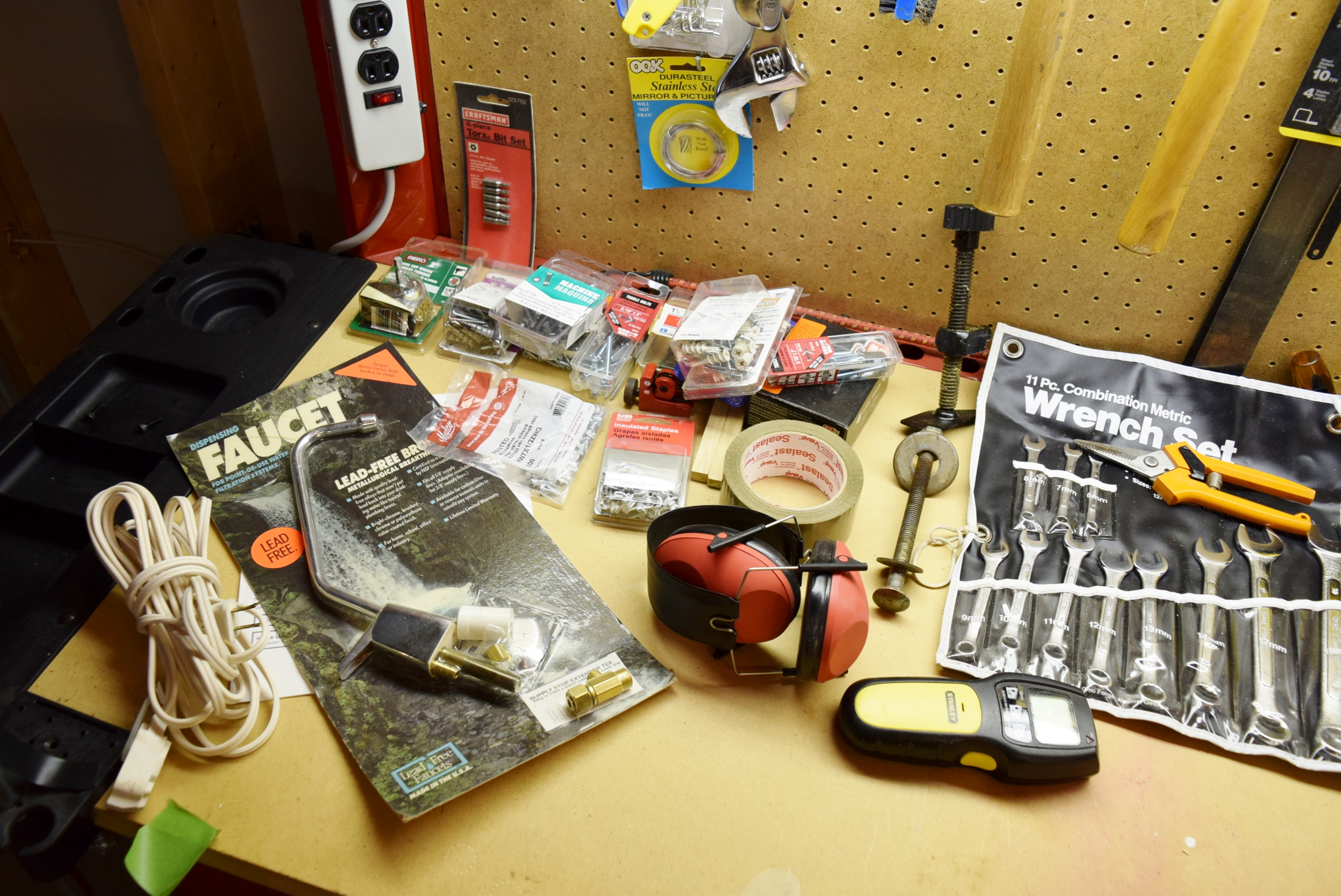 Waterloo Workbench with Powered Back Wall with a Generous Tool Assortment