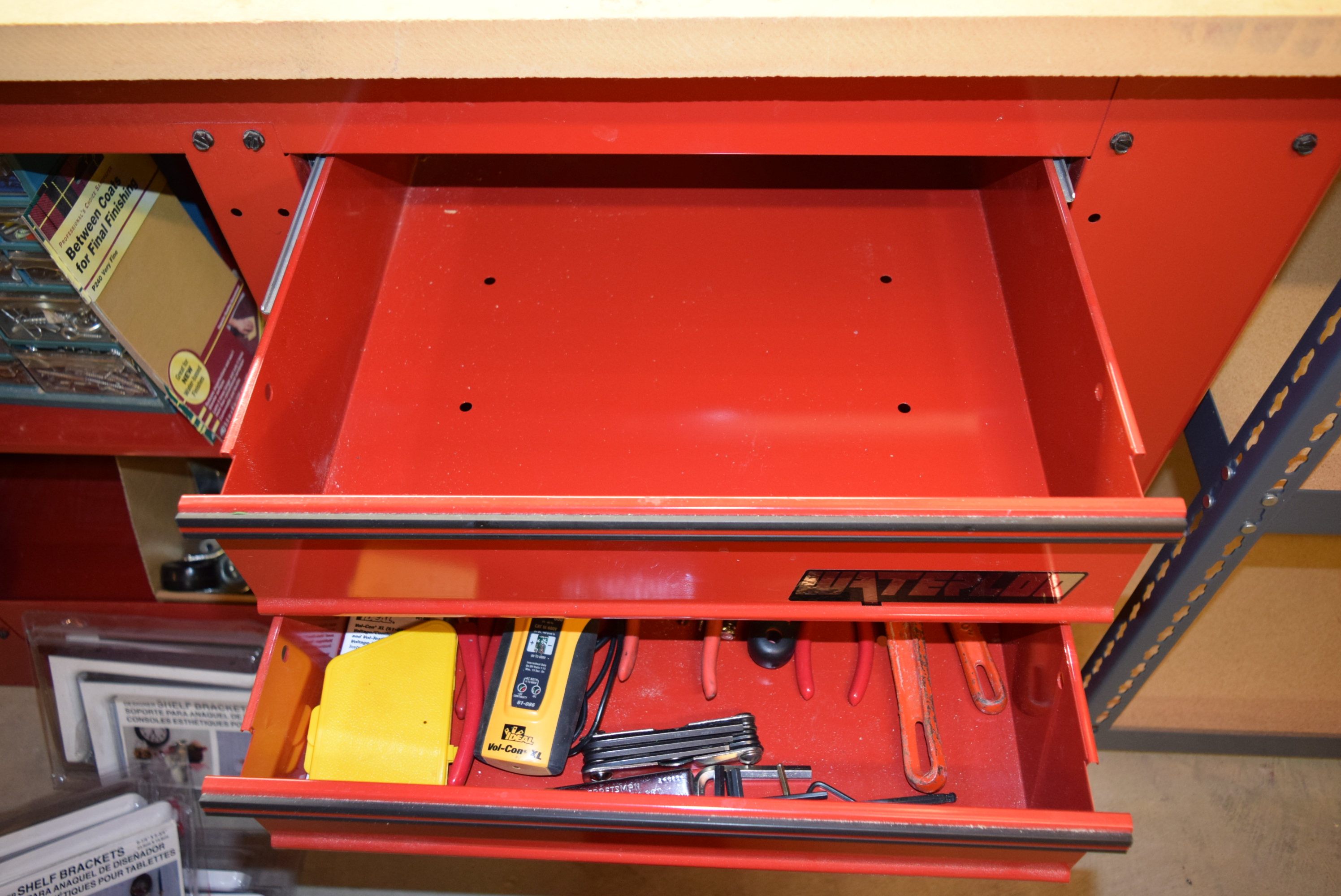 Waterloo Workbench with Powered Back Wall with a Generous Tool Assortment