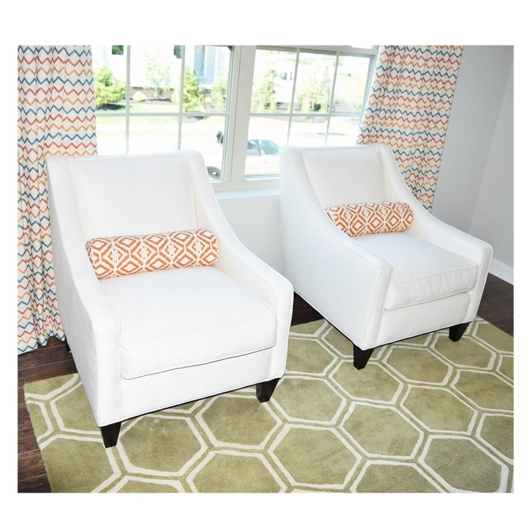 Pair of "Christophe" Chairs Upholstered in Beige Textured Fabric by Robin Bruce