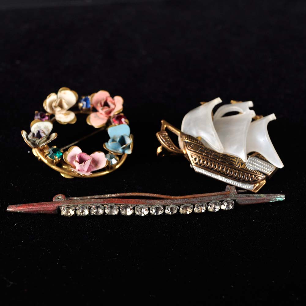 Trio of Vintage Costume Brooches