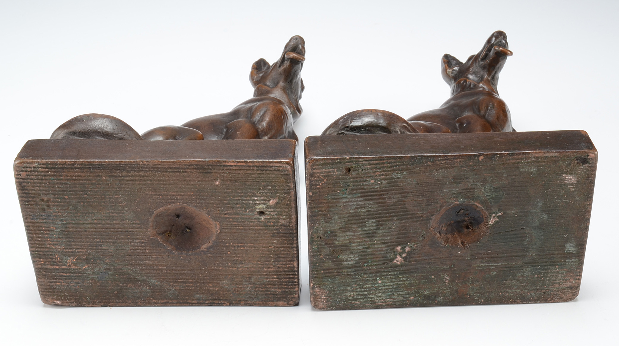 Pompeian Bronze Dog Bookends After Paul Herzel