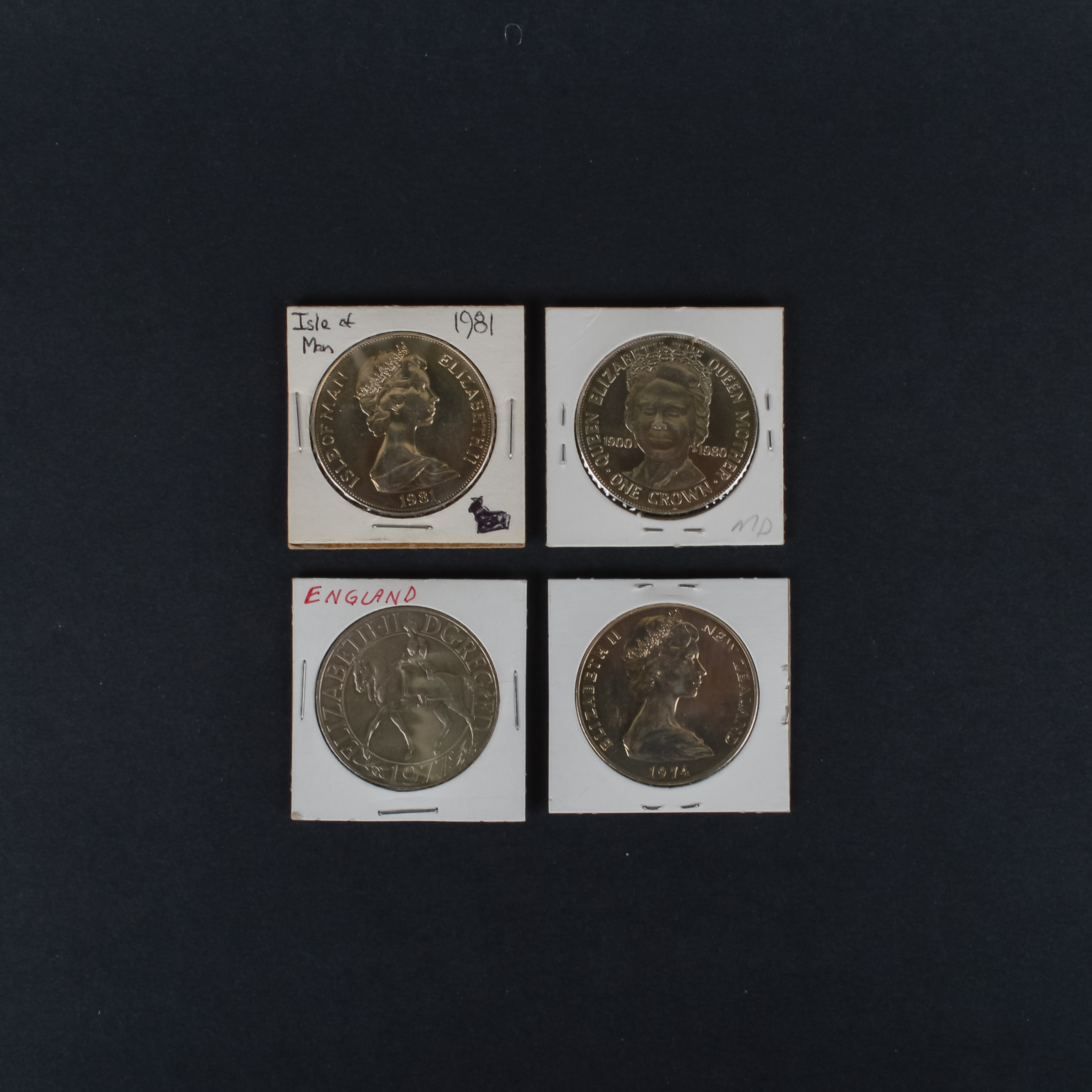 1974 and 1977 Queen Elizabeth II with 1980-81 Isle of Man One Crown Coins