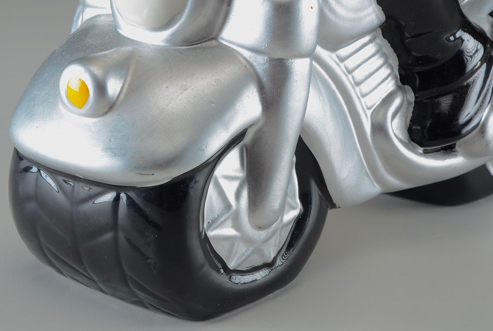 Ceramic Hog on a Motorcycle Shaped Cookie Jar