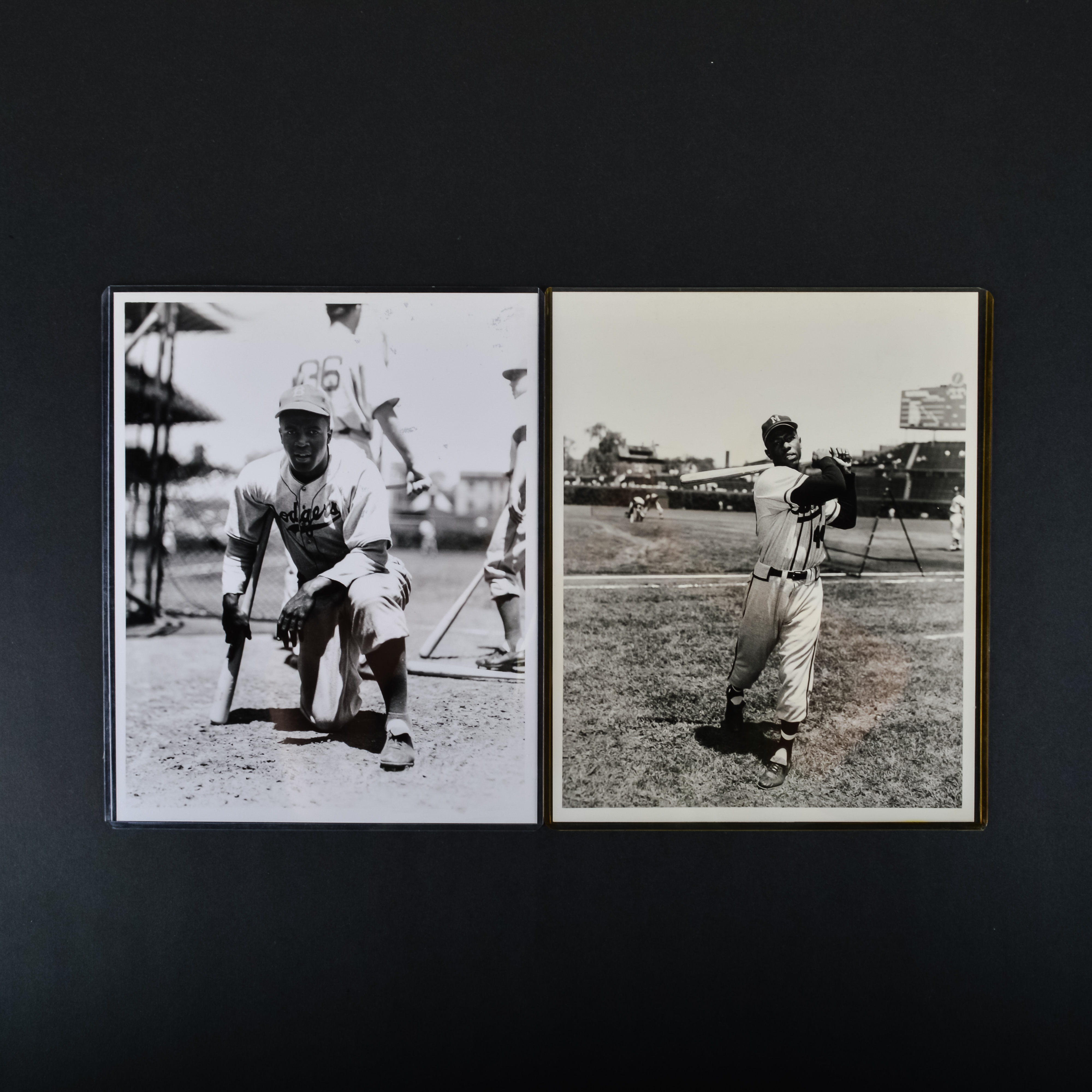 Jackie Robinson and Hank Aaron Black & White Photographs by George Brace