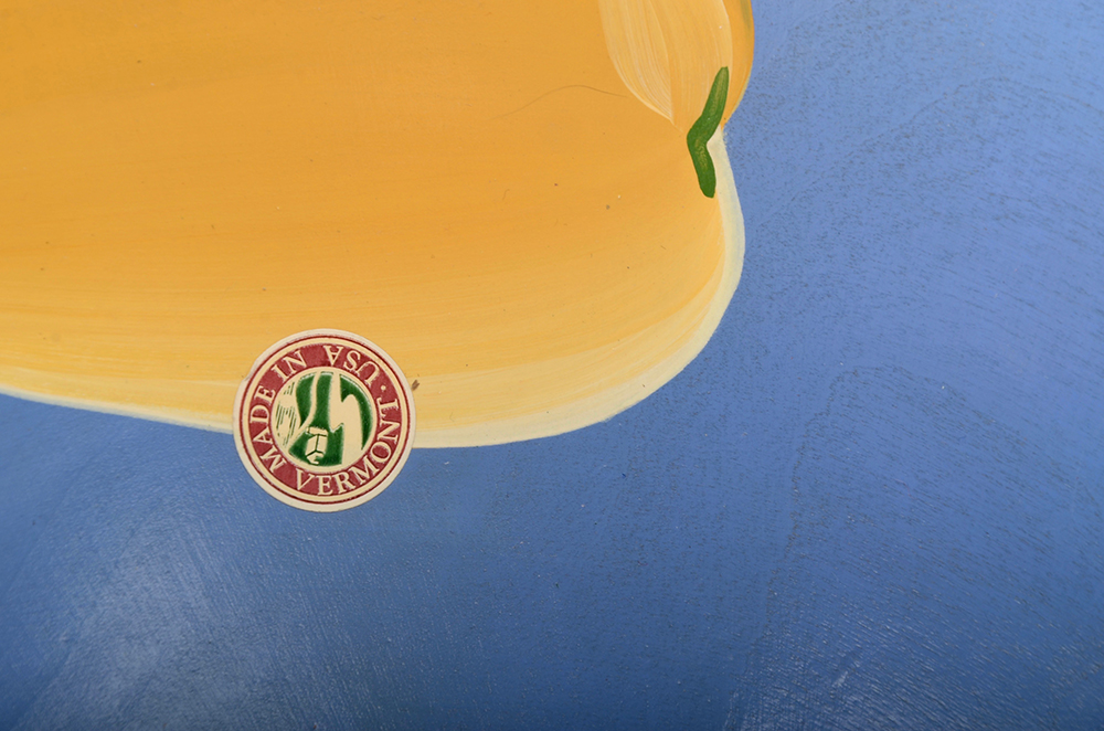 Pair of Wood Hand Painted Pear Bowl and Tray