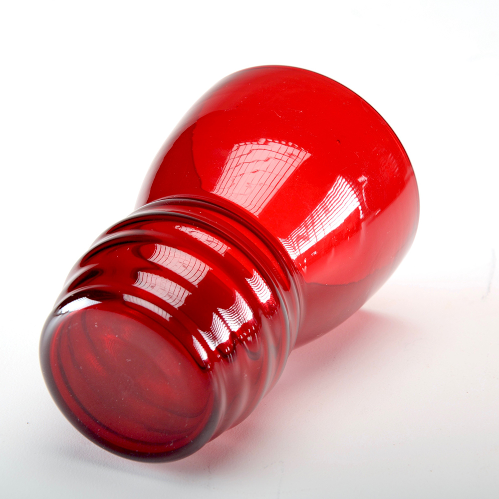 Ruby Red Ribbed Pitcher with 10 Matching Glasses