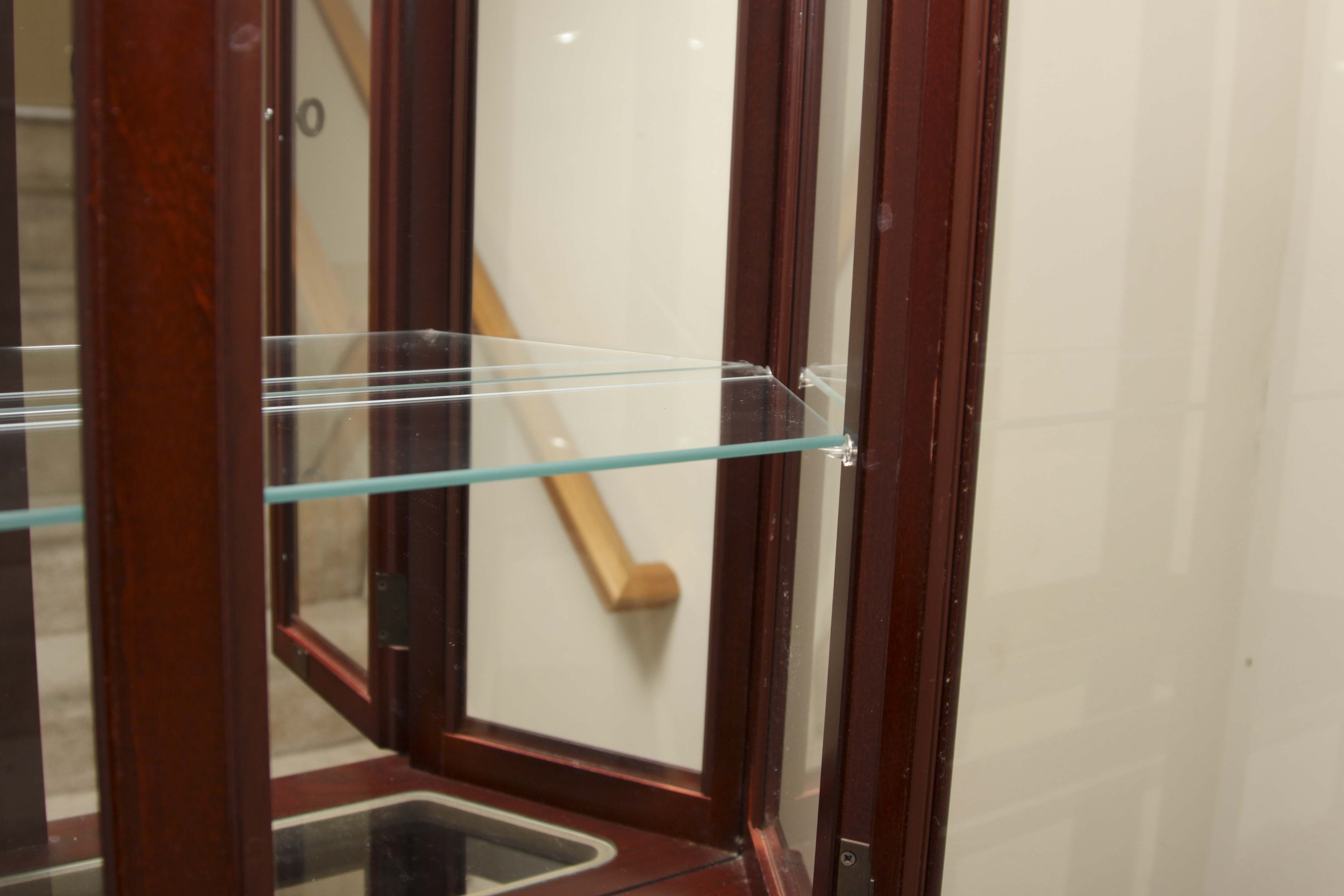 Three-Sided Lighted Cherry Veneer Curio Cabinet