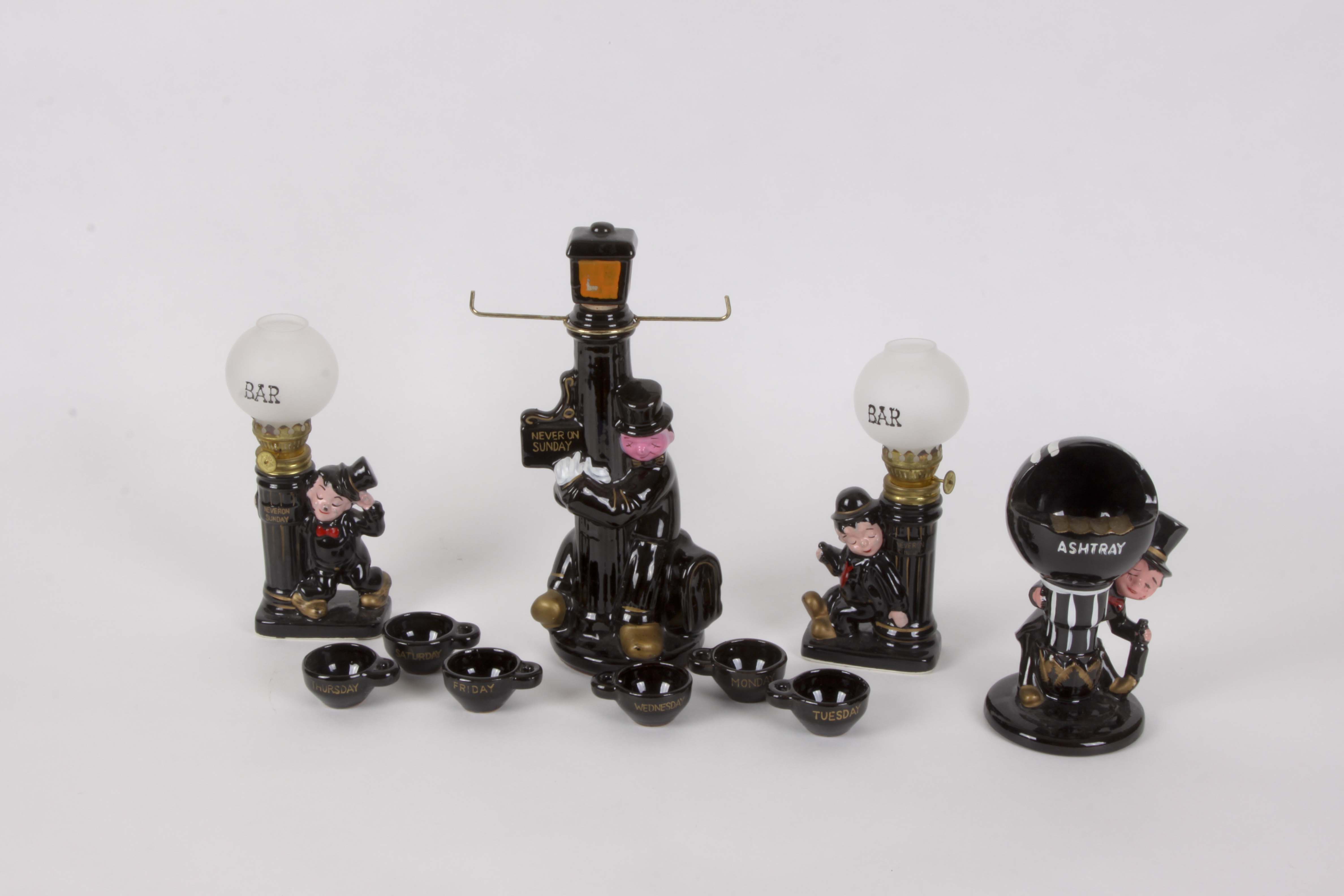 Four Vintage "Drunk Hobo" Ceramic Bar Decor