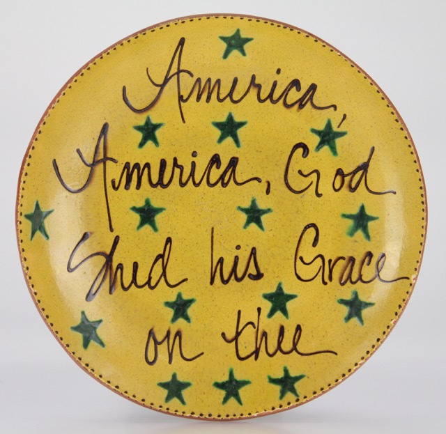 Signed Pottery Platter and Jug