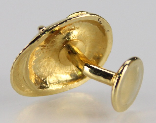 Gold Tone Jockey Hat Cuff Links