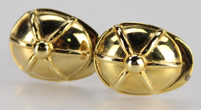 Gold Tone Jockey Hat Cuff Links