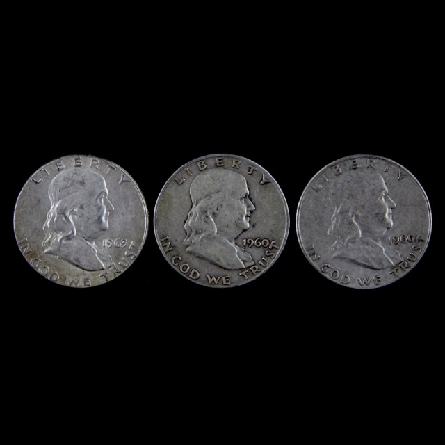 Trio of Benjamin Franklin Half Dollars
