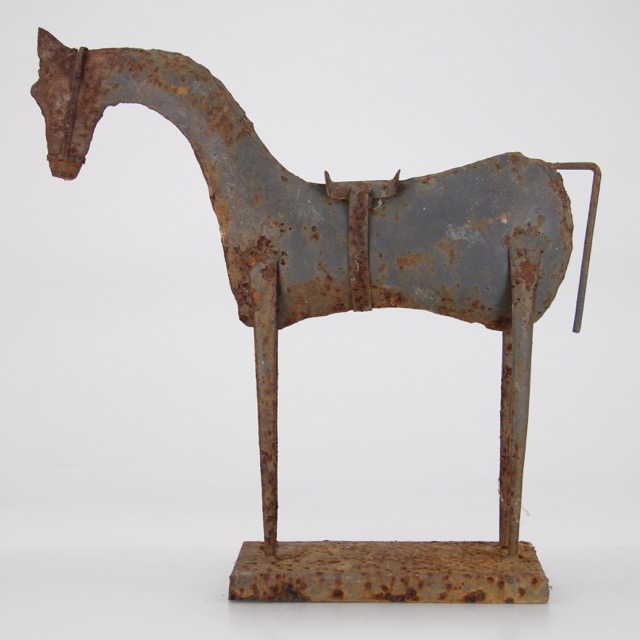 Primitive Metal Sculpture of a Horse