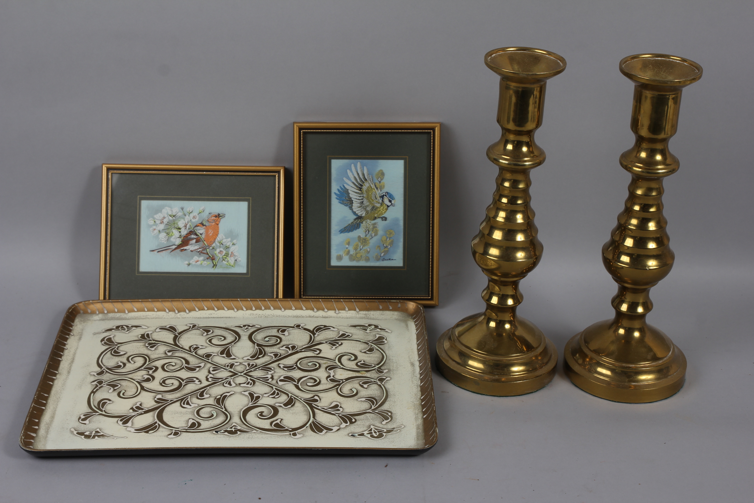 Gilt-Tone Candesticks and Assorted Decor