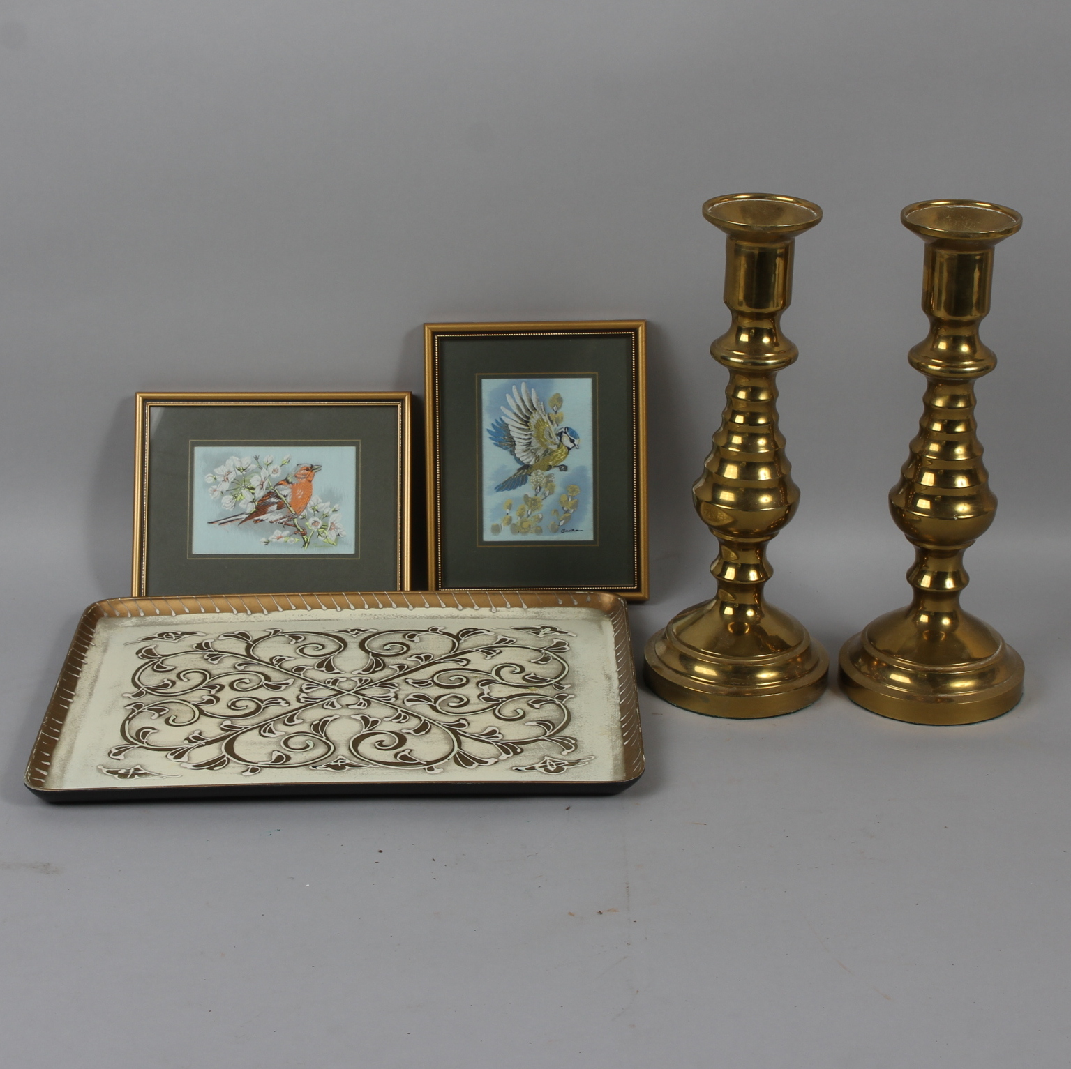 Gilt-Tone Candesticks and Assorted Decor