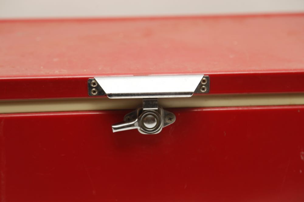 Vintage Red Metal Coleman Cooler