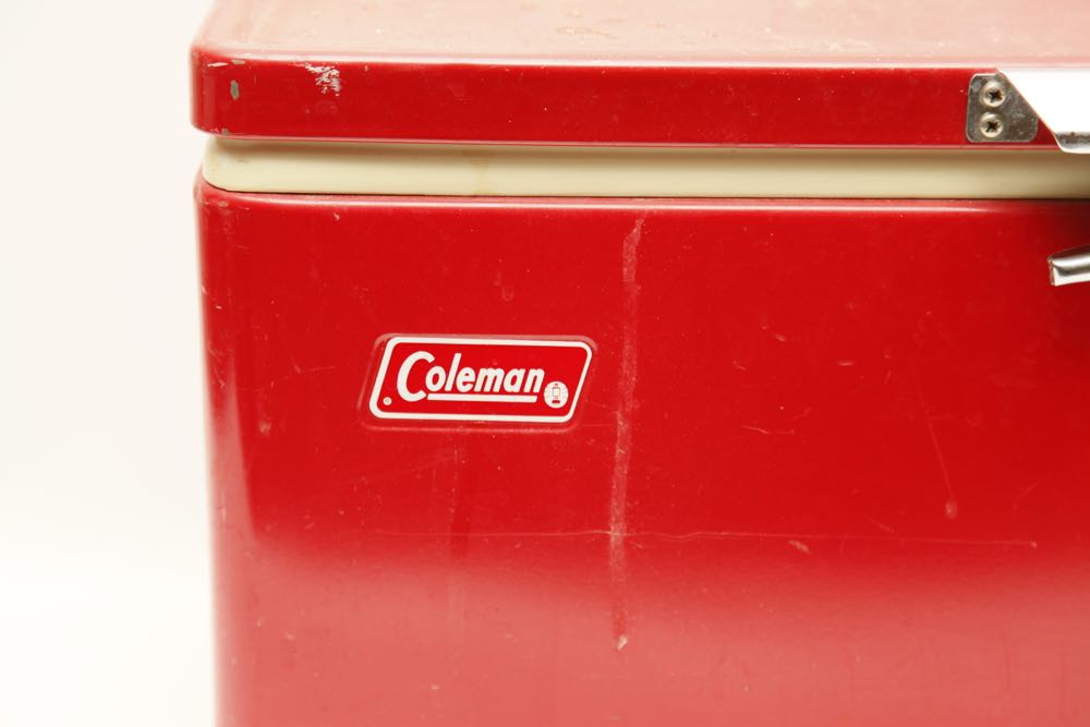 Vintage Red Metal Coleman Cooler