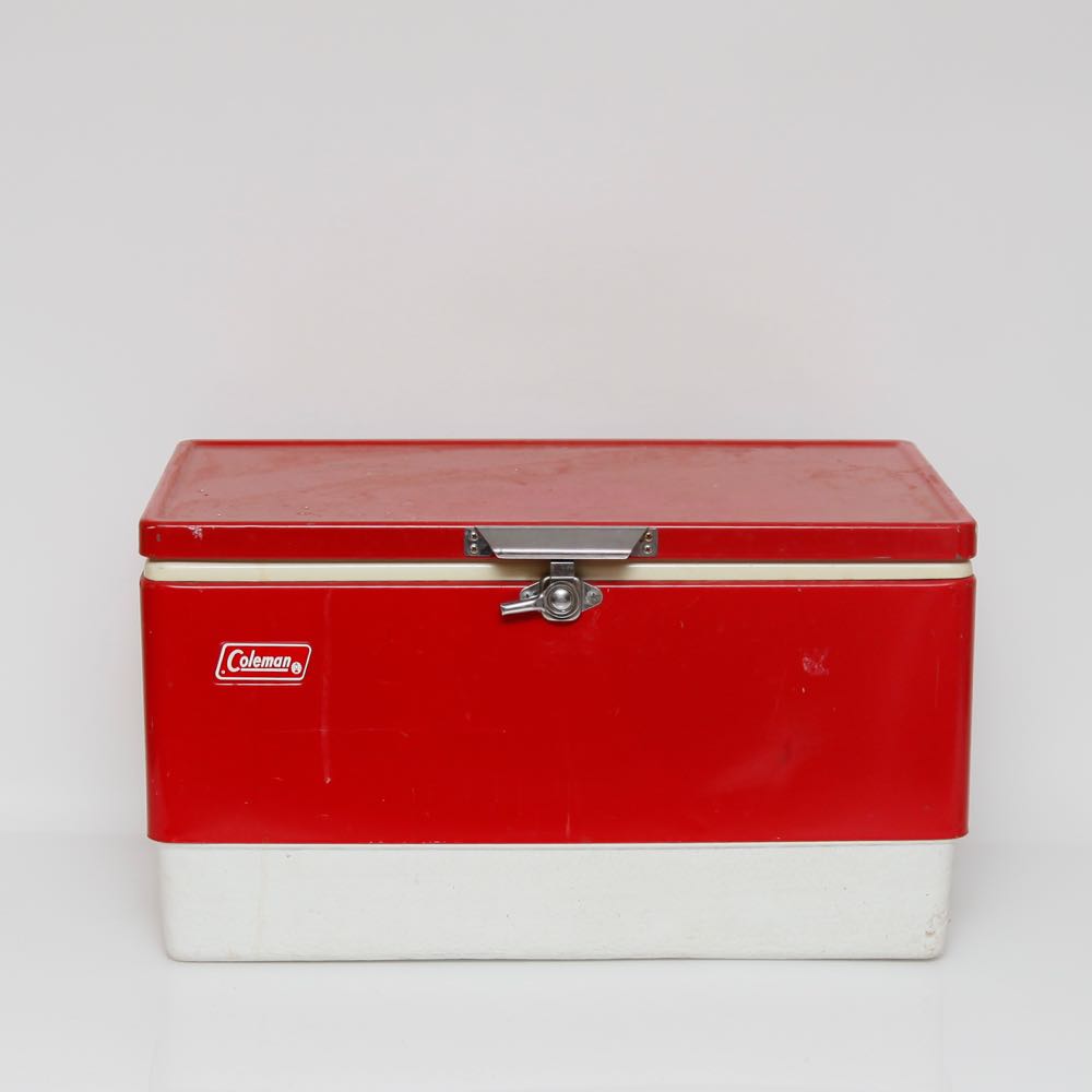 Vintage Red Metal Coleman Cooler