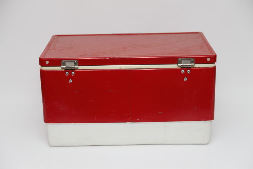 Vintage Red Metal Coleman Cooler