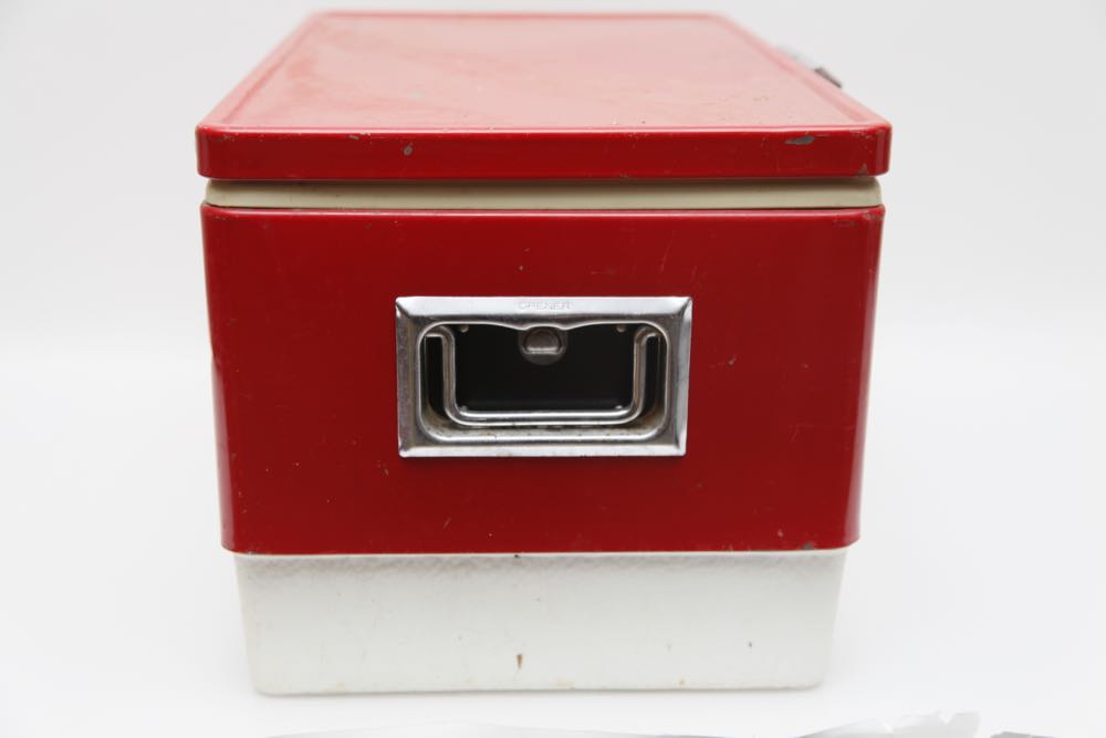 Vintage Red Metal Coleman Cooler