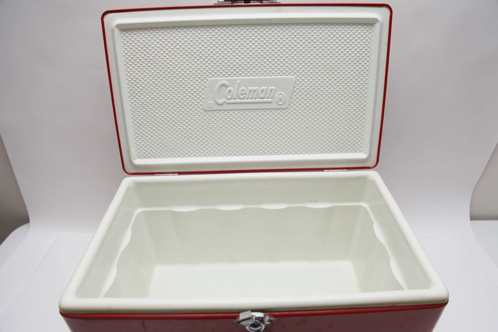 Vintage Red Metal Coleman Cooler