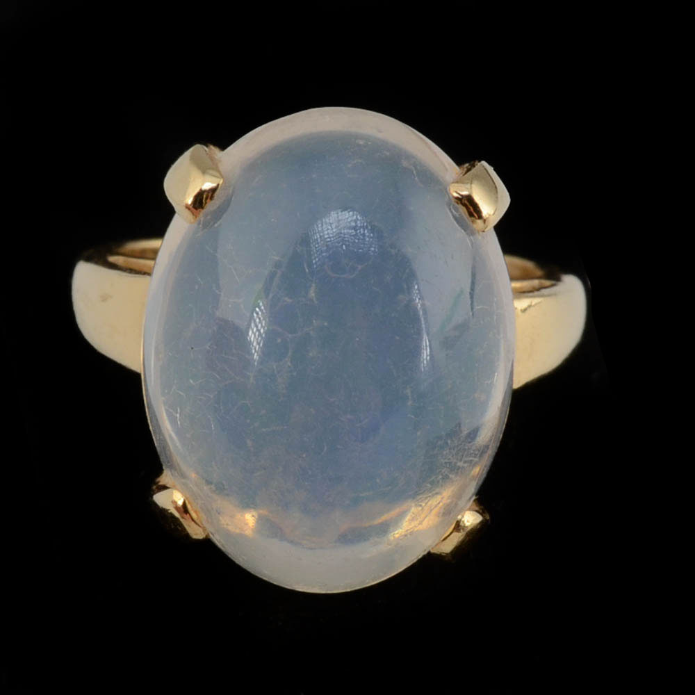 14K Yellow Gold Contra Luz Opal Ring