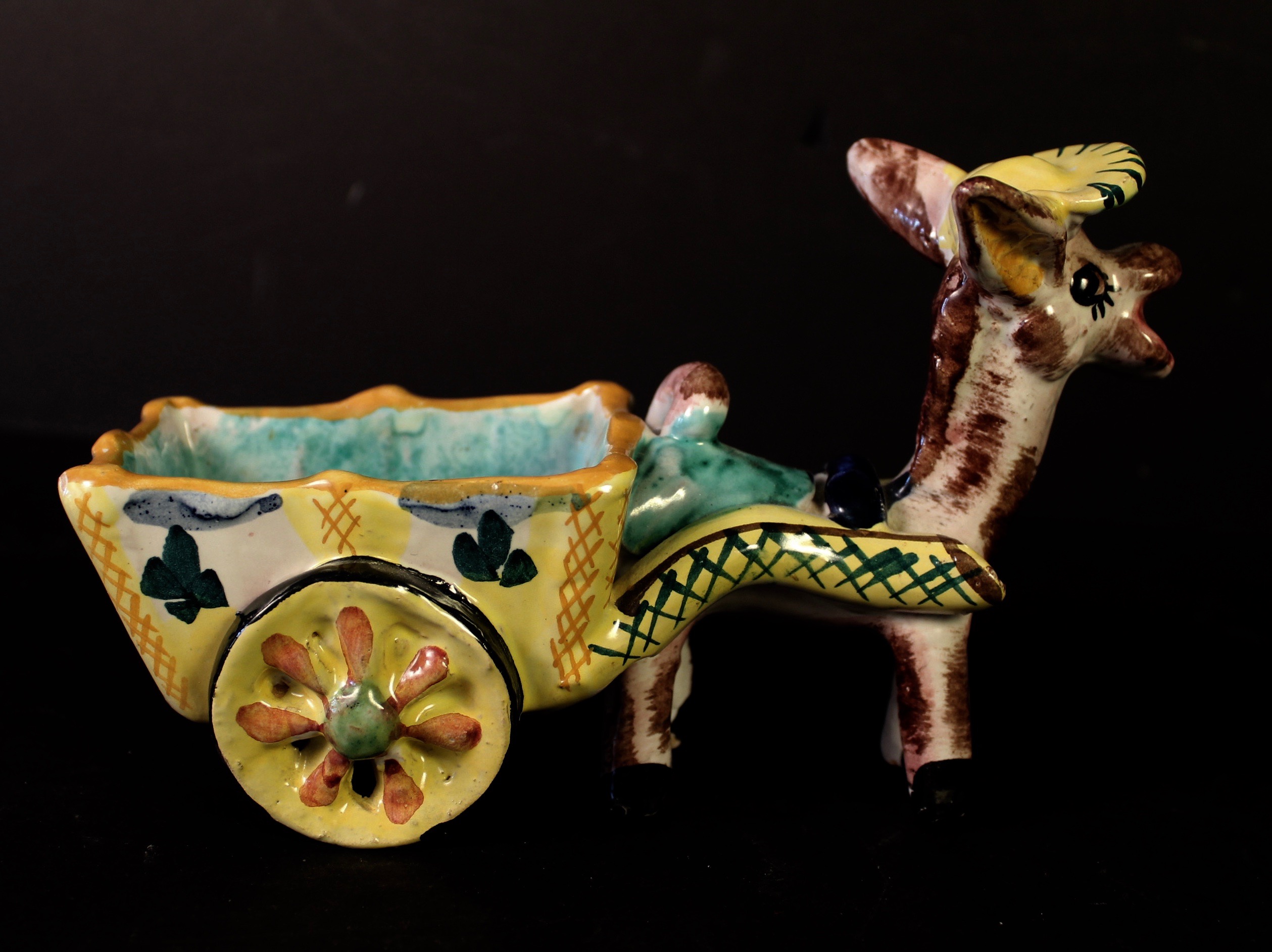 Vintage Italian Donkey Planter and Porcelain Dog Figure