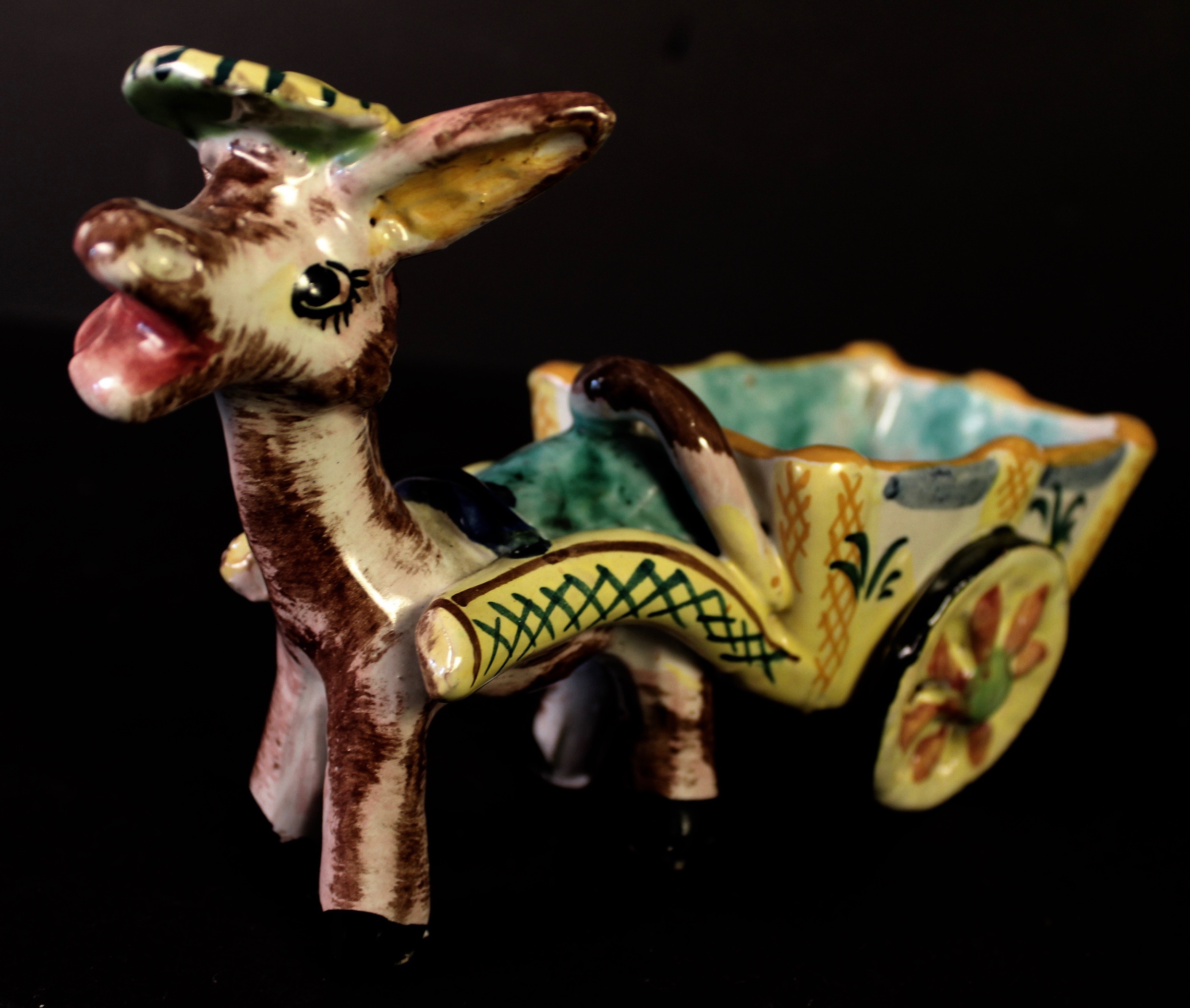 Vintage Italian Donkey Planter and Porcelain Dog Figure