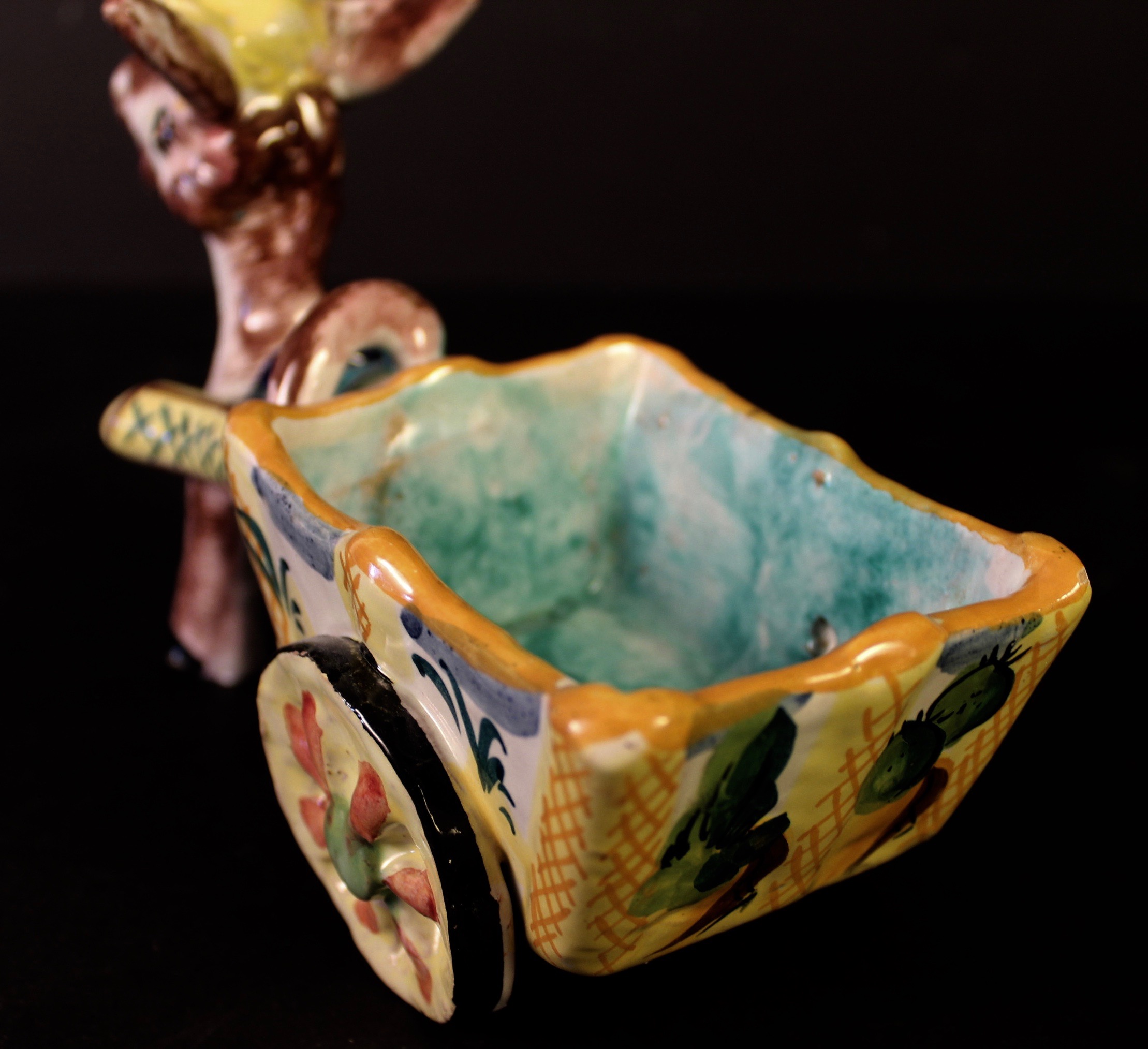 Vintage Italian Donkey Planter and Porcelain Dog Figure