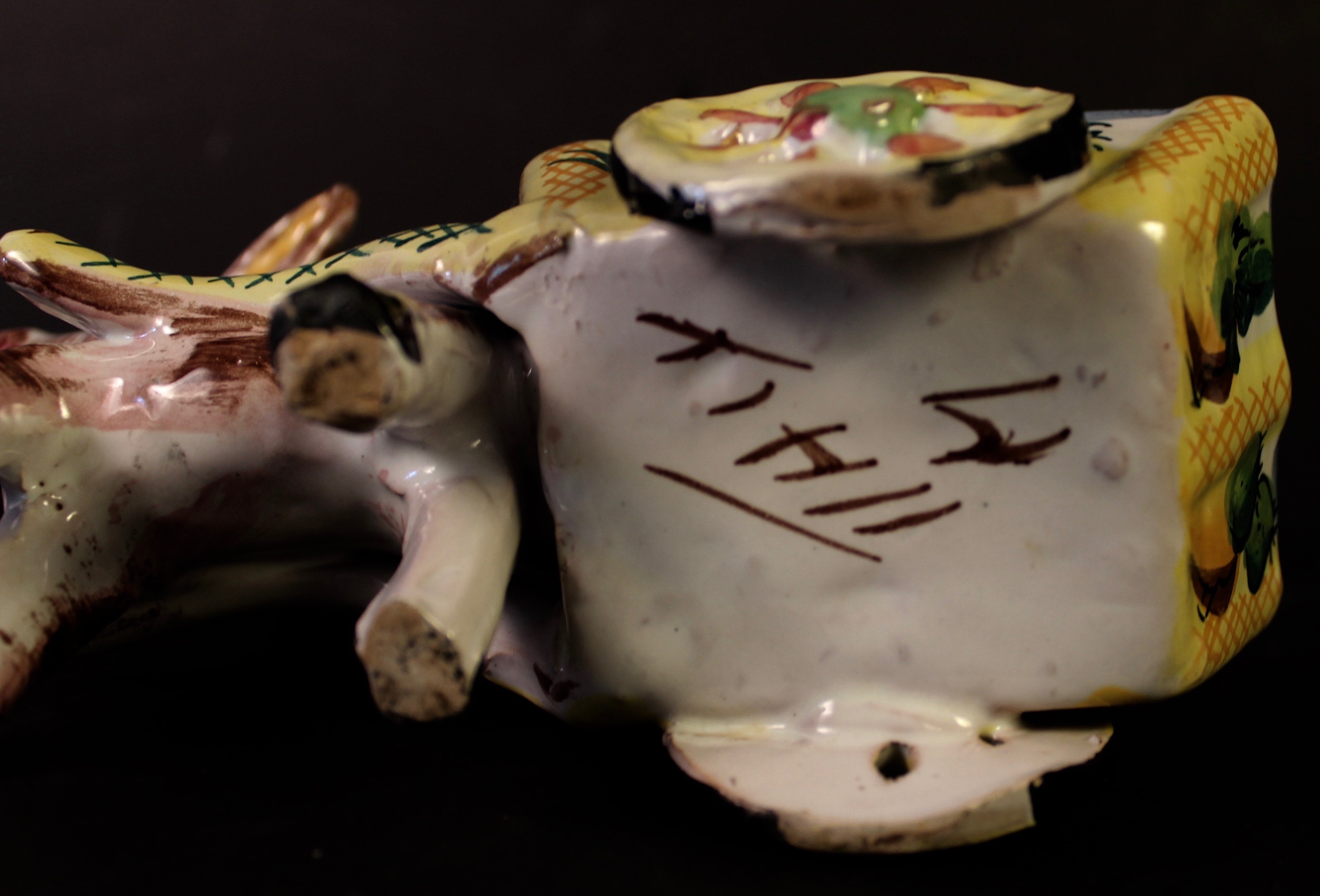 Vintage Italian Donkey Planter and Porcelain Dog Figure