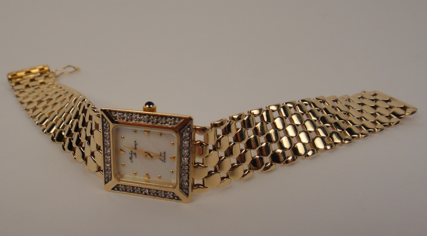 14k Yellow Gold Michael Anthony Ladies Watch w/Diamonds