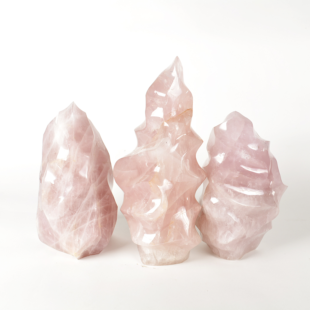Abstract Rose Quartz Sculptures