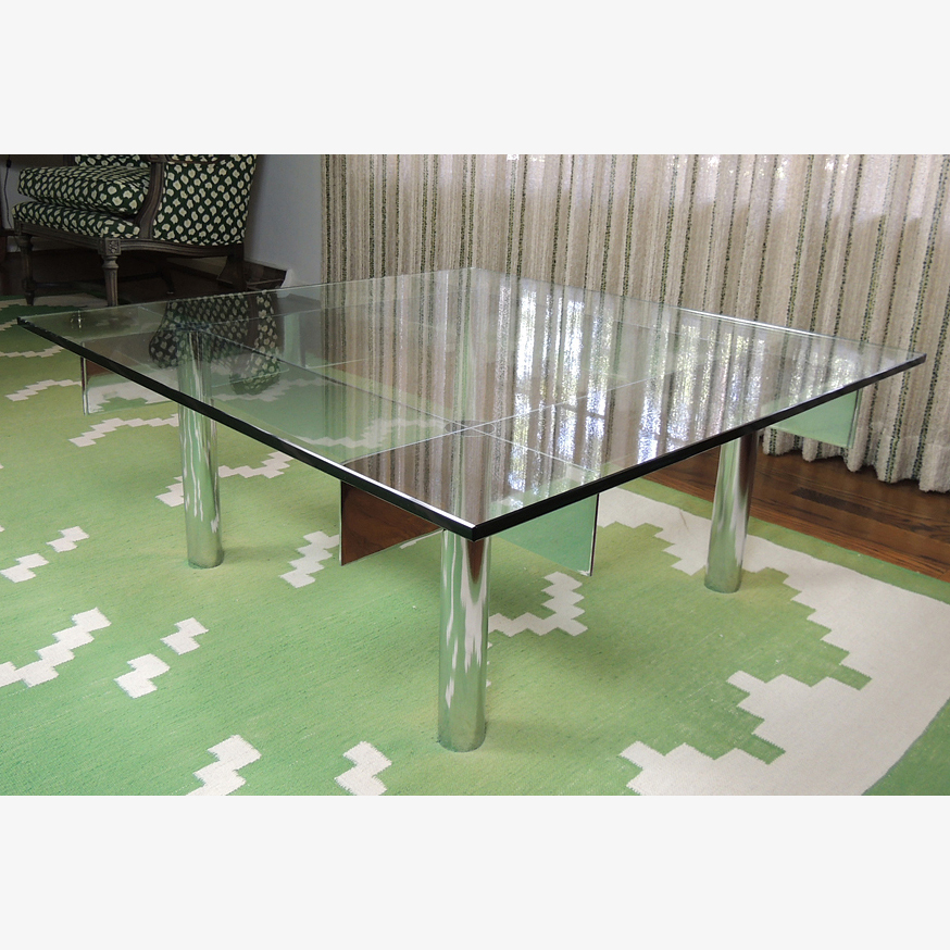 Contemporary Glass Top Coffee Table with Polished Chrome Base