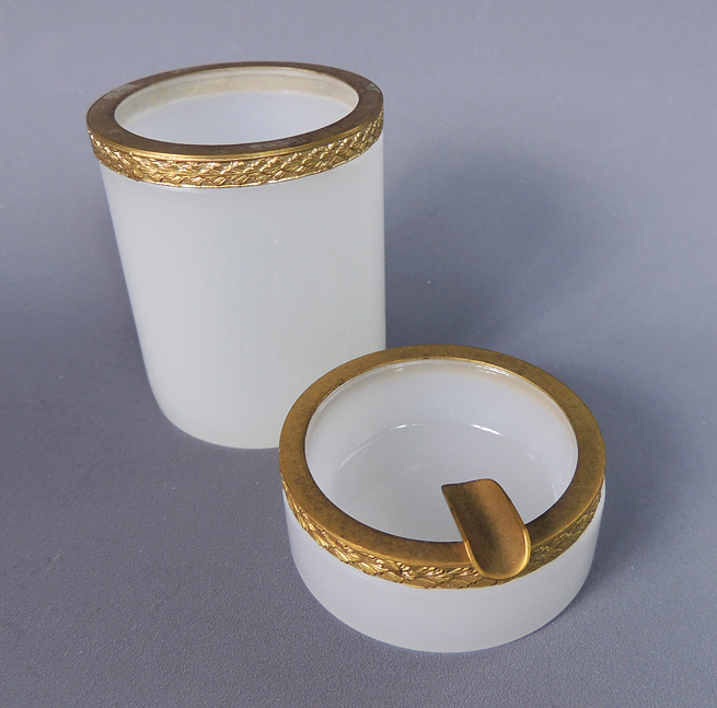 French Ormalu and Opaline Cigarette Holder and Ash Receiver