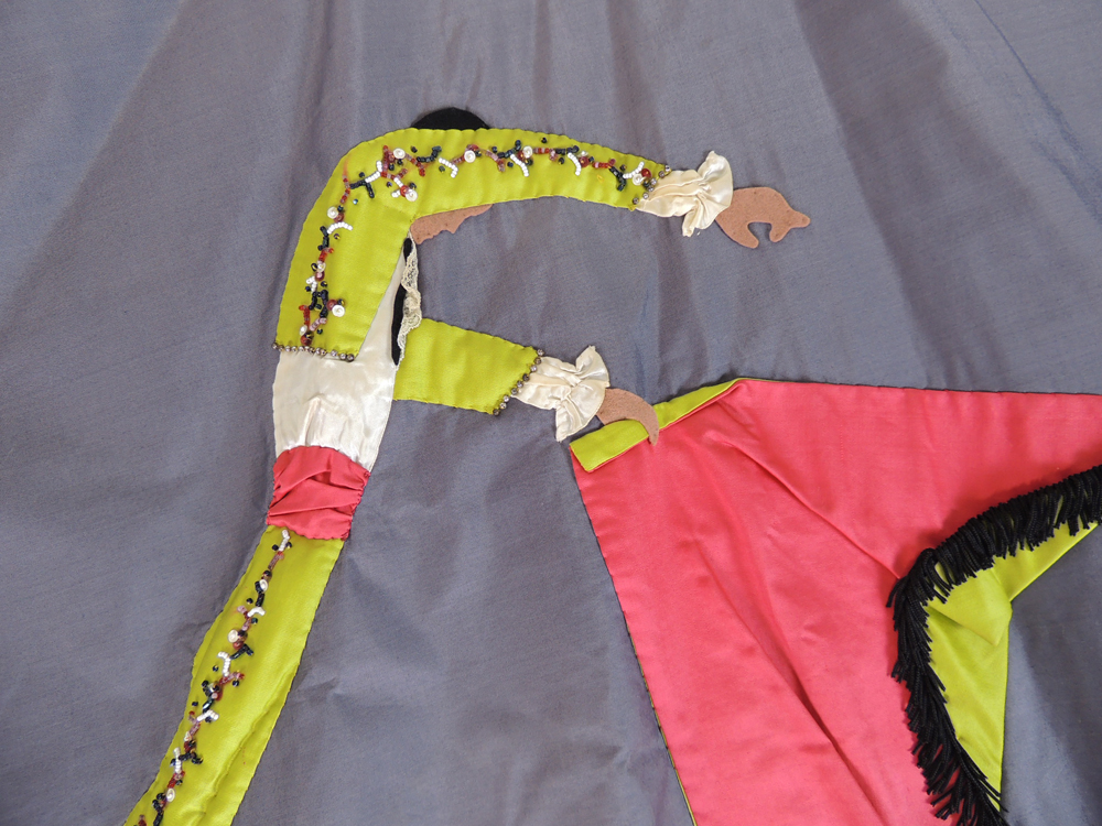 Vintage Appliqued Skirt Depicting Matador in a Bull Fight