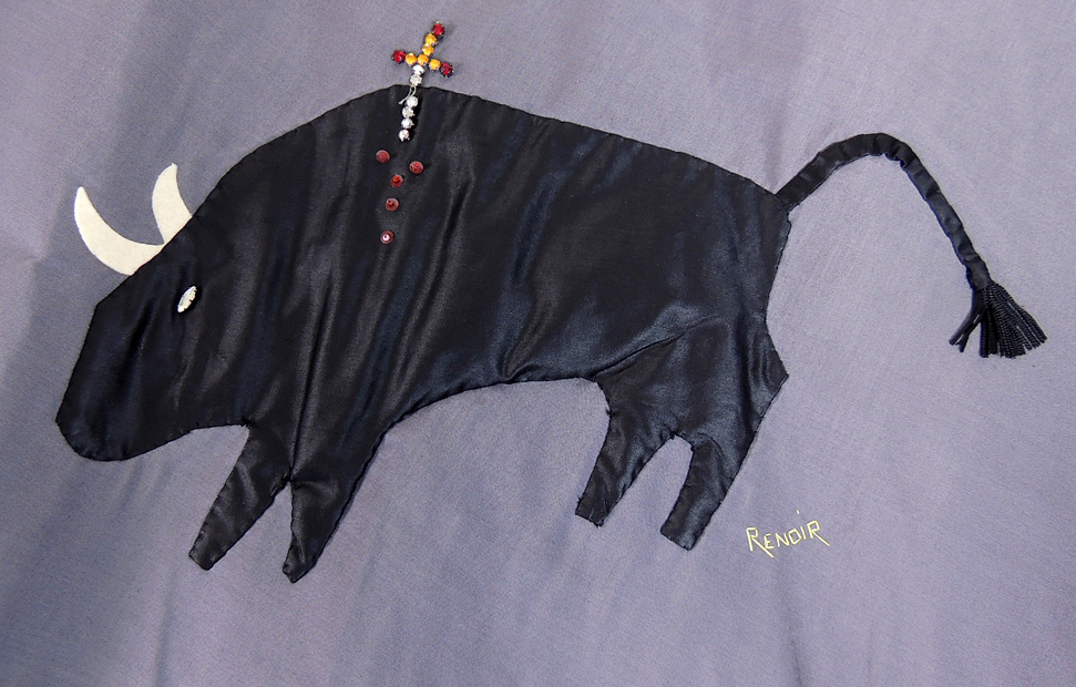 Vintage Appliqued Skirt Depicting Matador in a Bull Fight