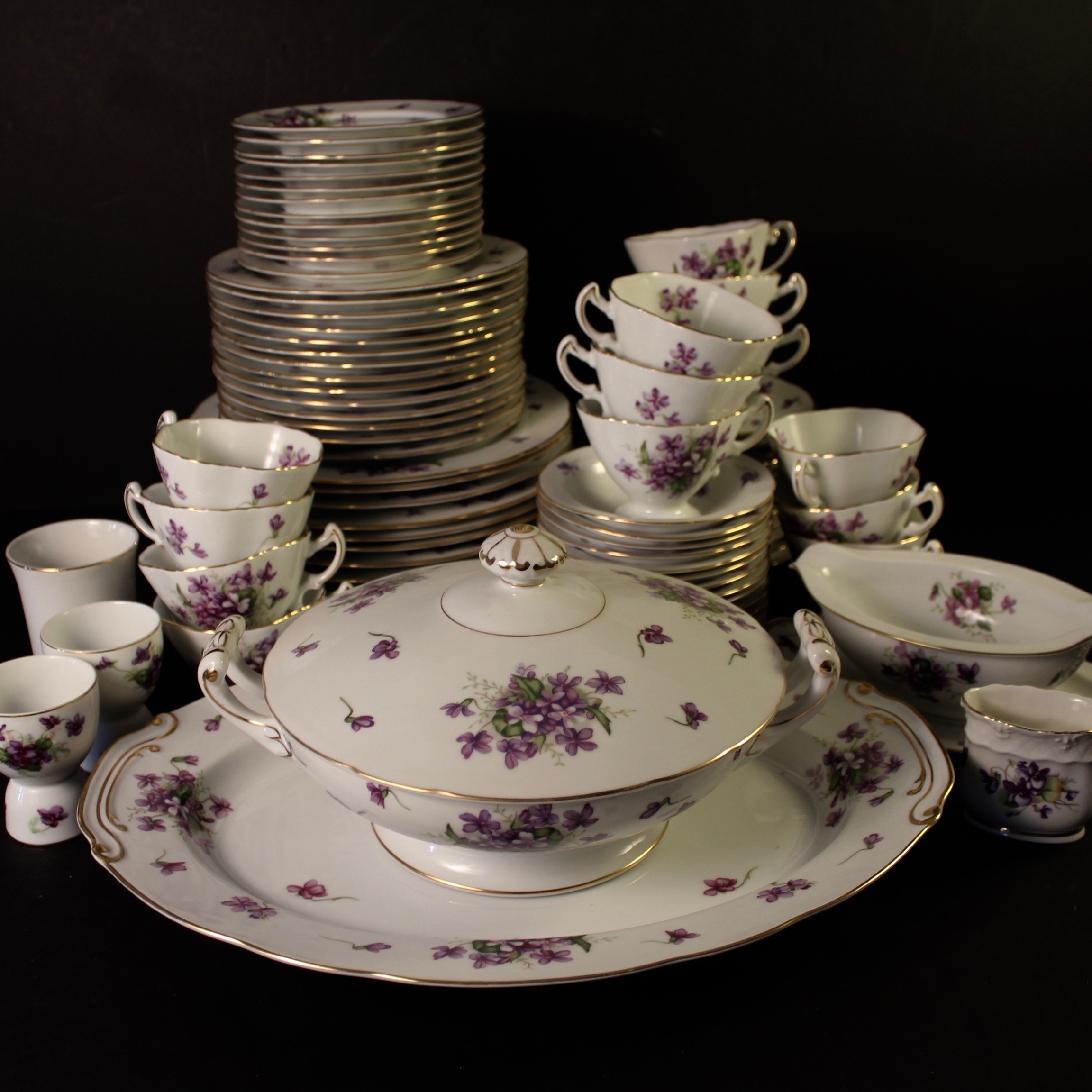Set of Rossetti Chicago "Spring Violets" Hand Painted China