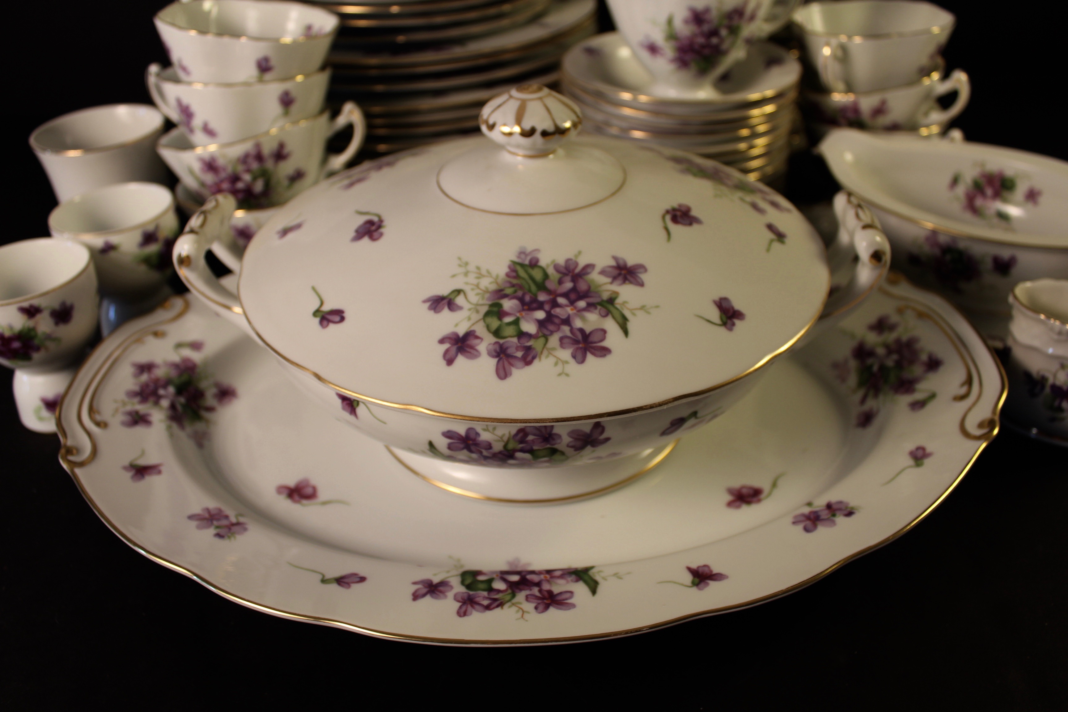 Set of Rossetti Chicago "Spring Violets" Hand Painted China