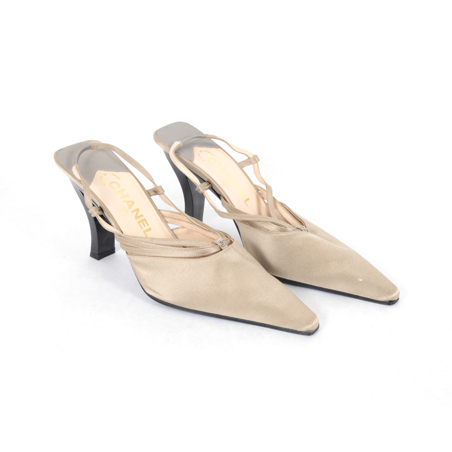 Chanel Beige Pointed Slingbacks