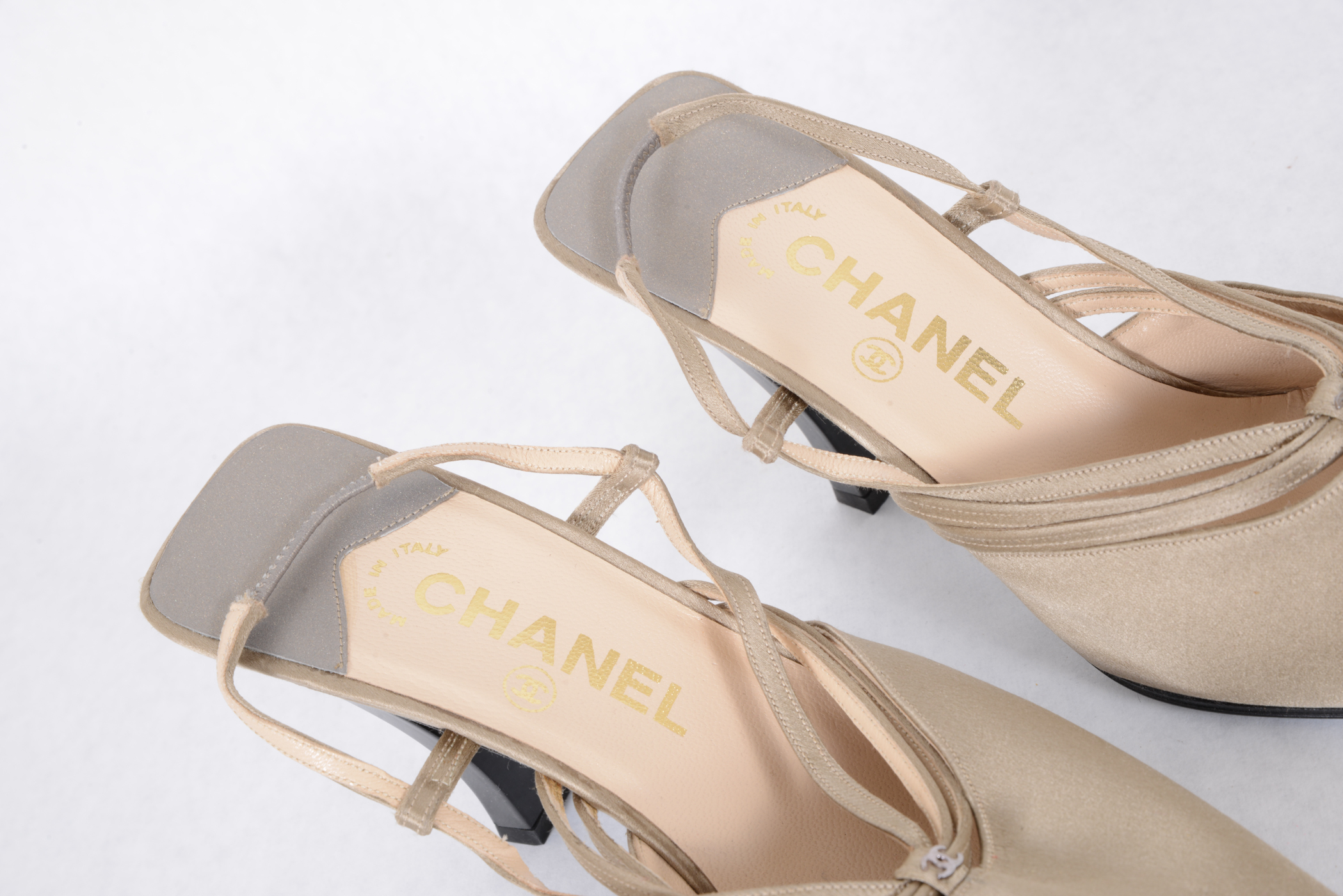 Chanel Beige Pointed Slingbacks