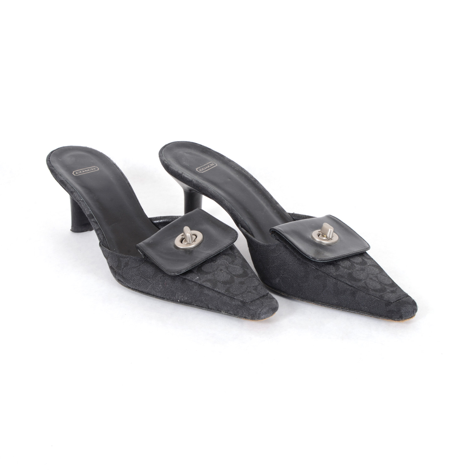 Coach Black Logo Mules