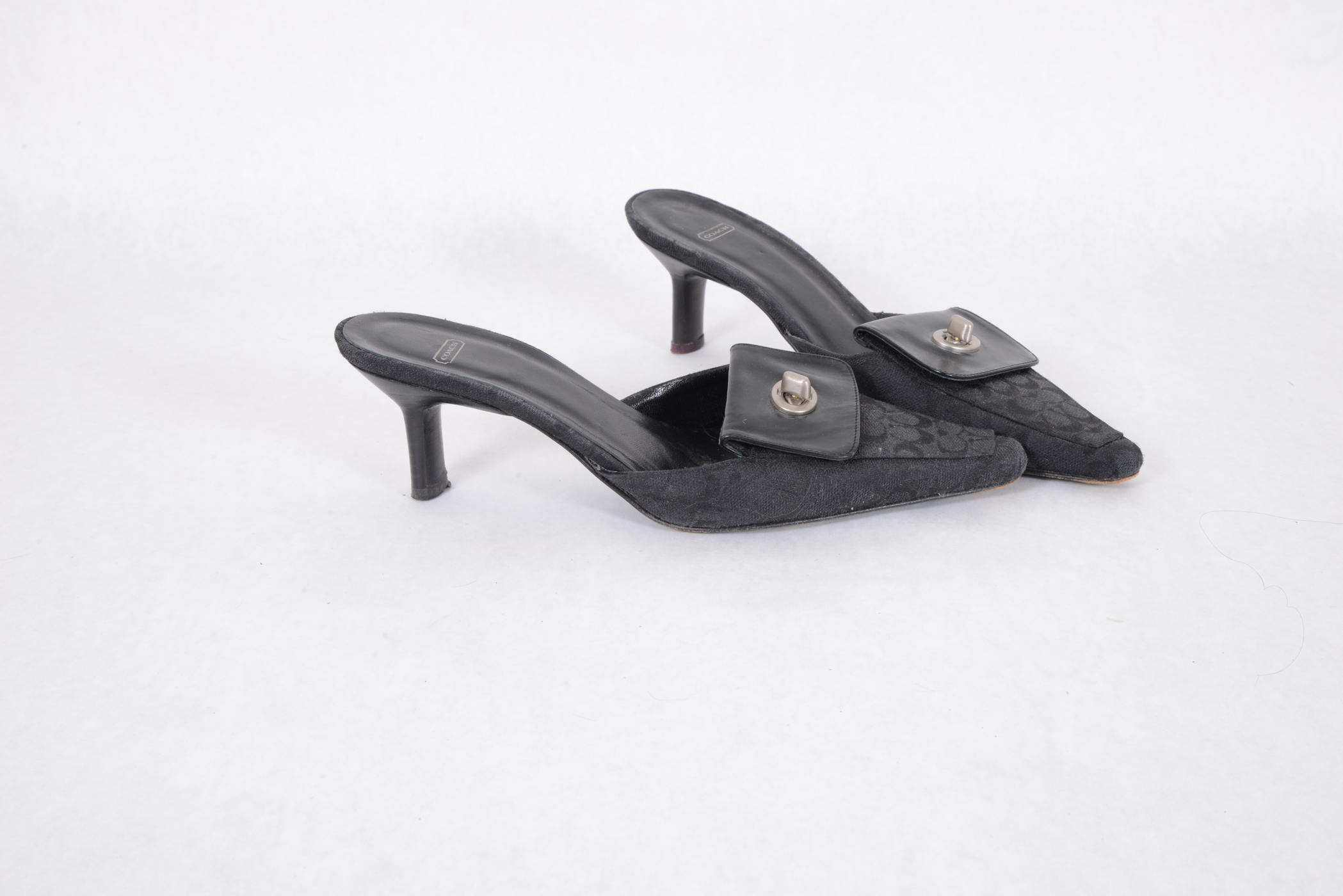 Coach Black Logo Mules