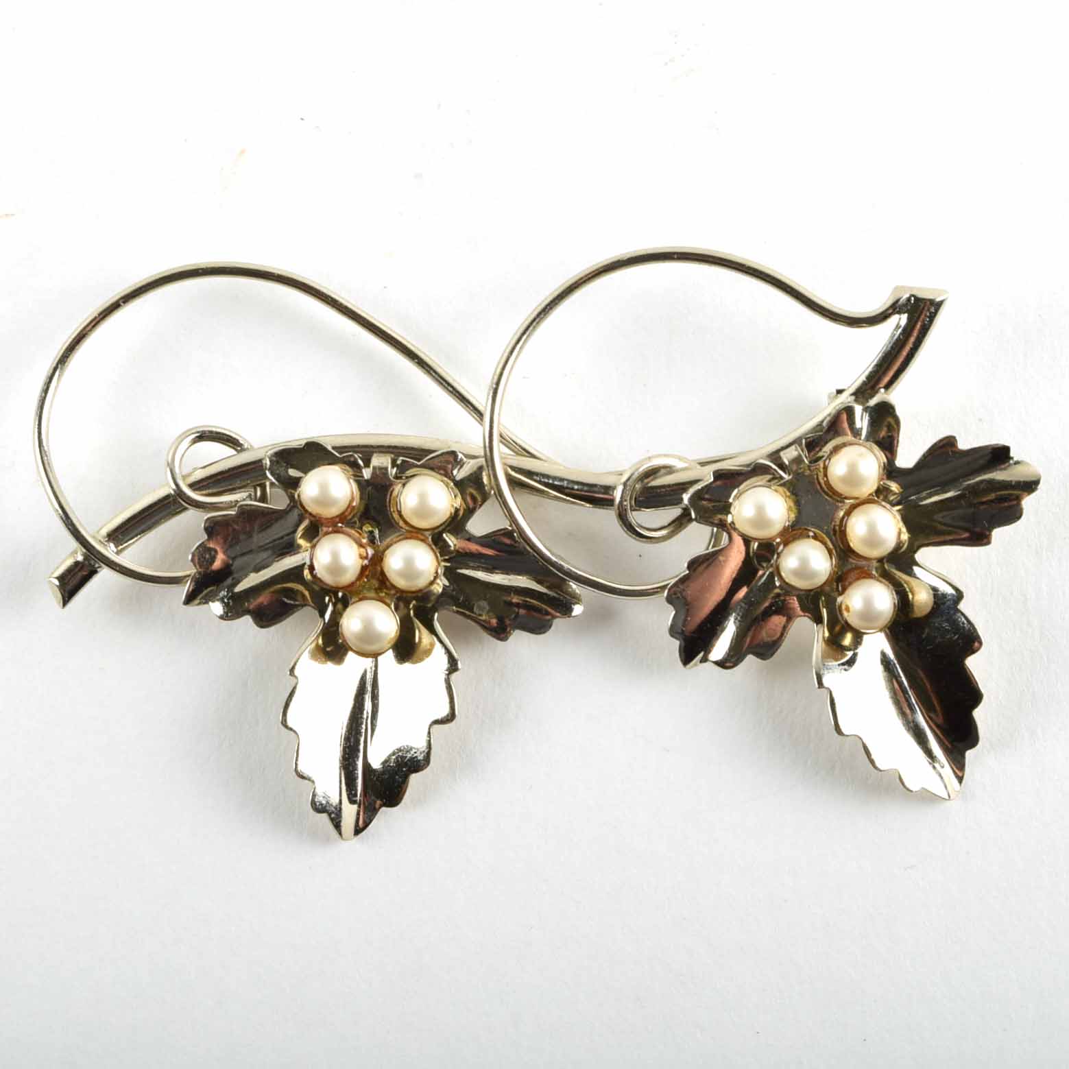 Vintage Sterling and Pearl Brooch and Earring Set