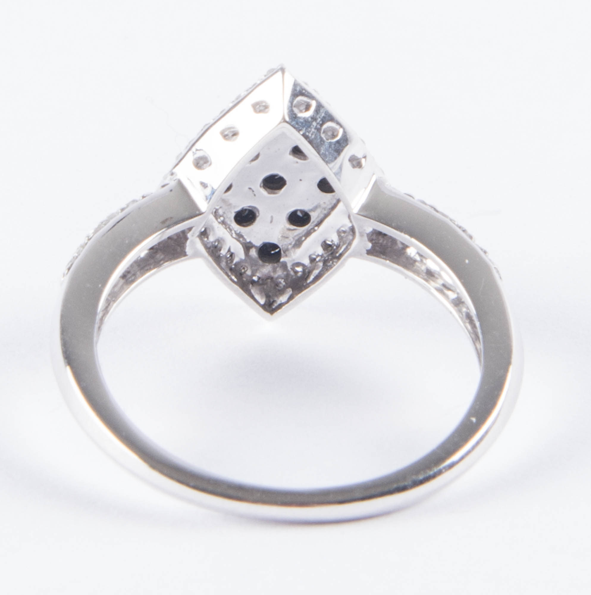 Sterling Silver Black and White Diamond Kite Ring