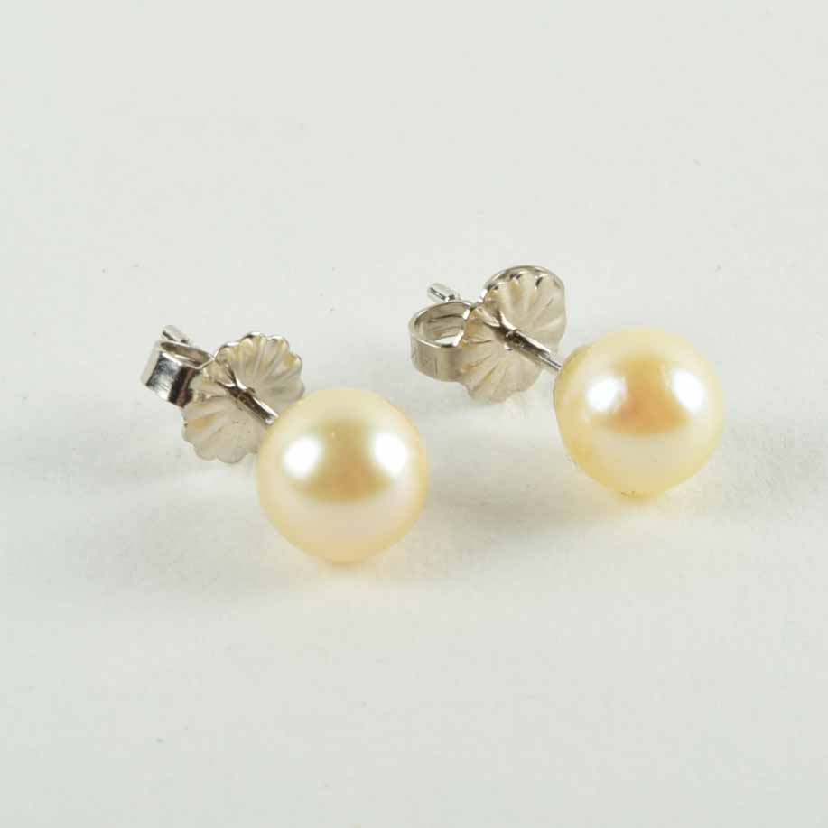Pair of Women's 6.25 Cultured Pearl Earrings with 14K White Gold Posts