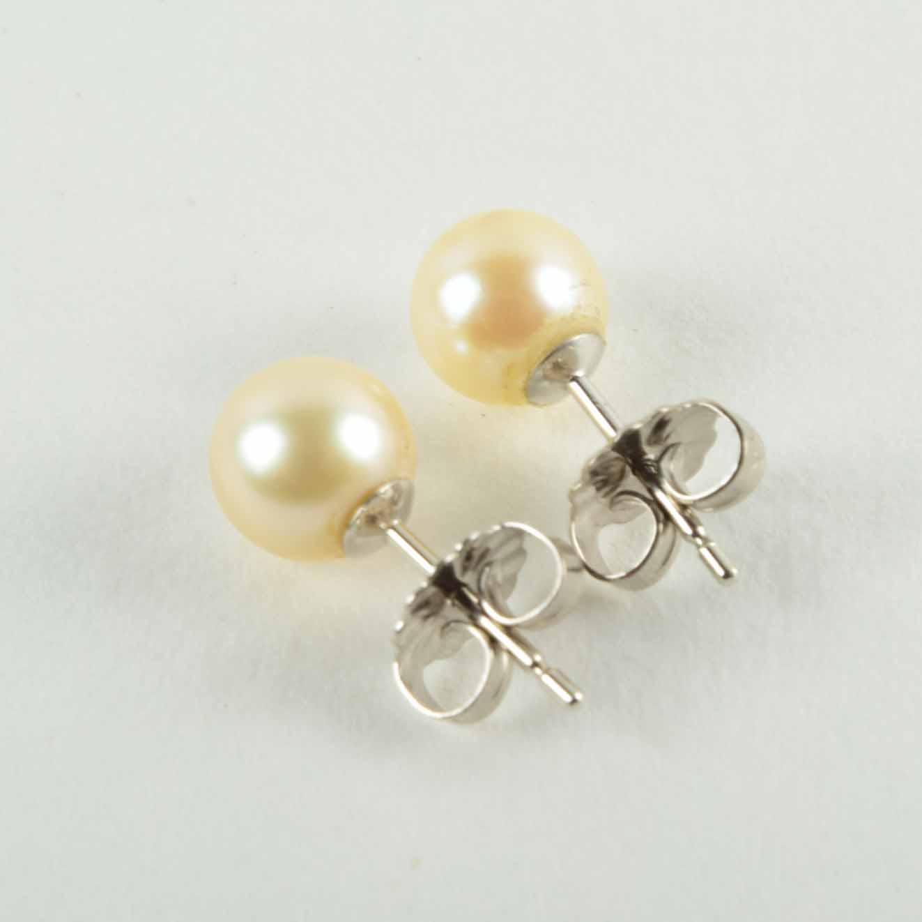 Pair of Women's 6.25 Cultured Pearl Earrings with 14K White Gold Posts