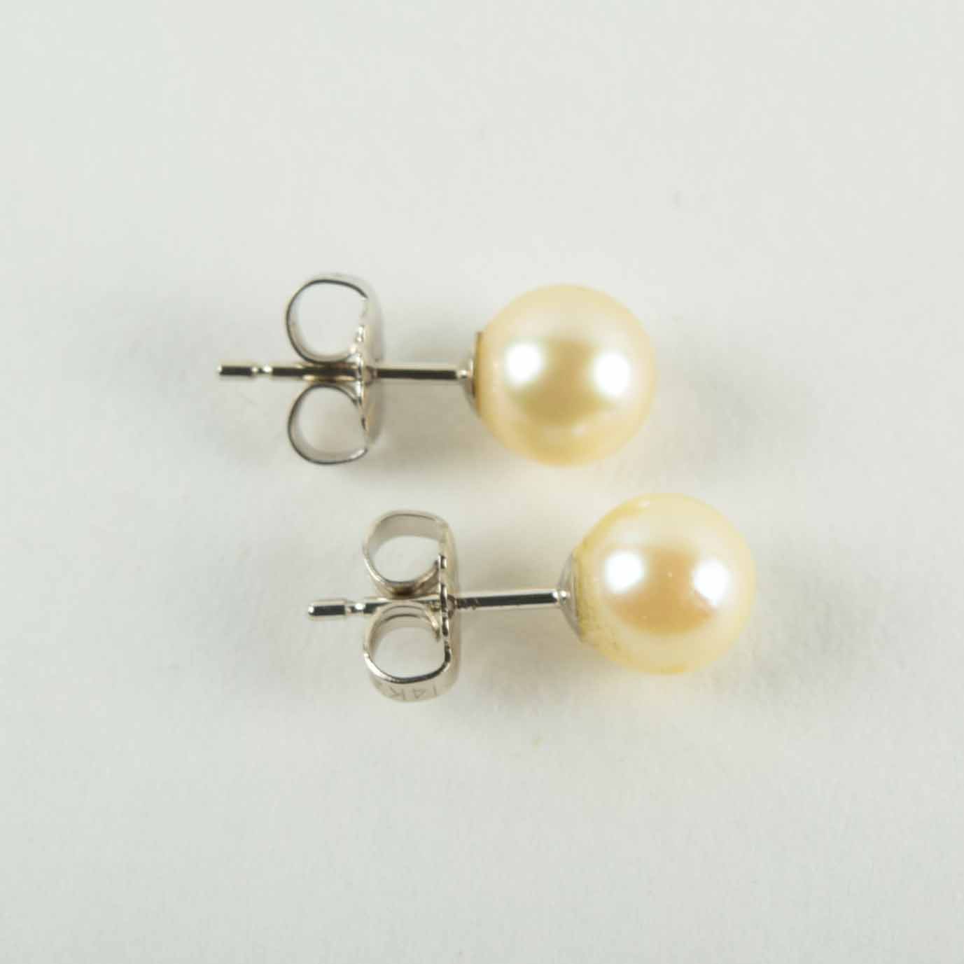 Pair of Women's 6.25 Cultured Pearl Earrings with 14K White Gold Posts
